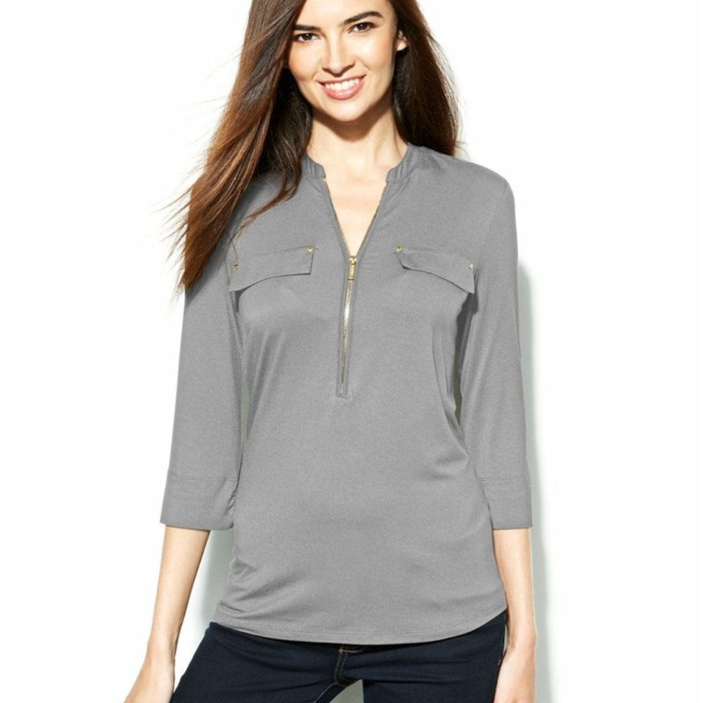 NEW CALVIN KLEIN ROLL-TAB-SLEEVE HALF ZIP
